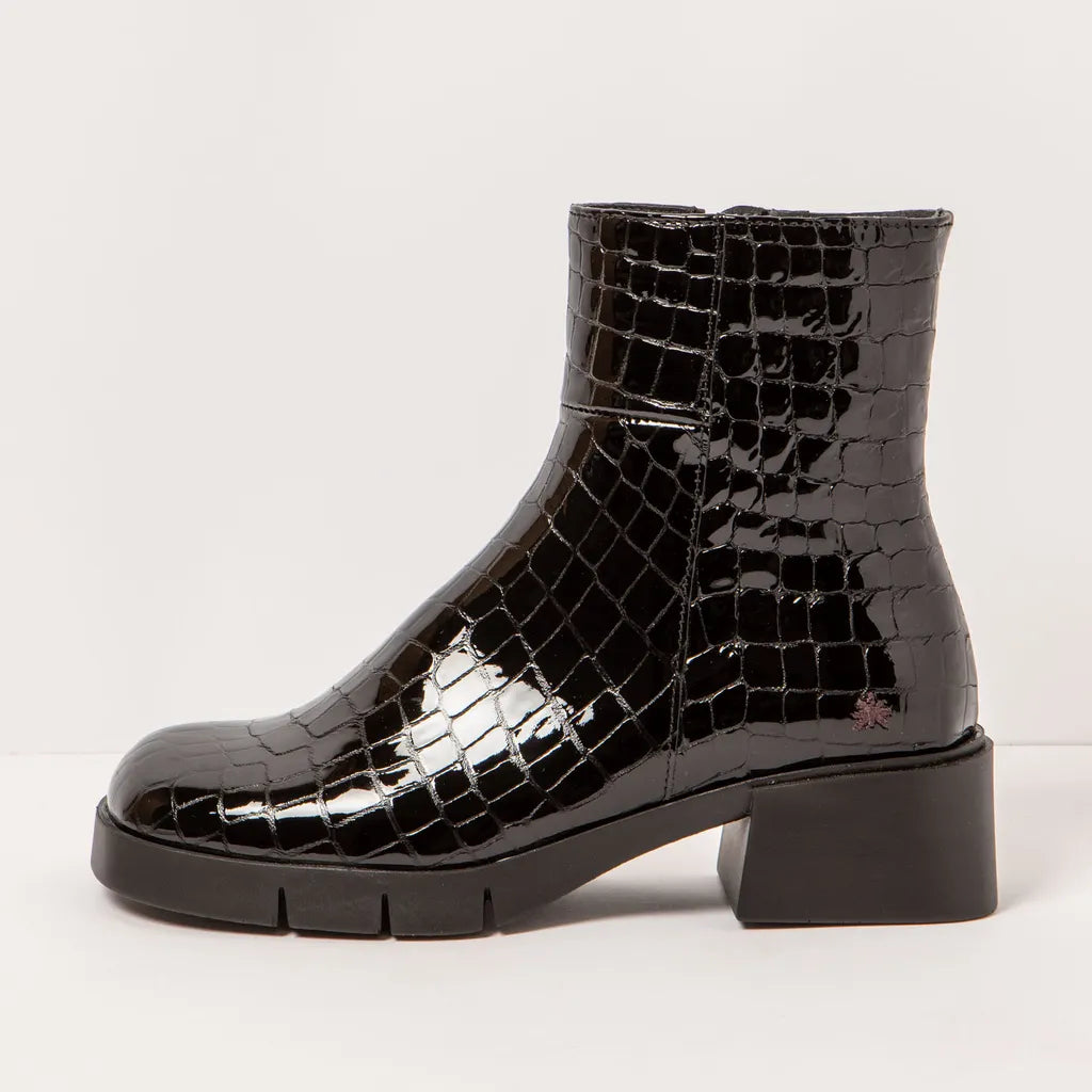 ART COMPANY - Bottine Horasan Varsovia - Cuir crocodile - Noir