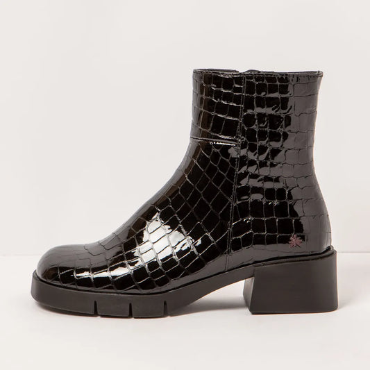 ART COMPANY - Bottine Horasan Varsovia - Cuir crocodile - Noir
