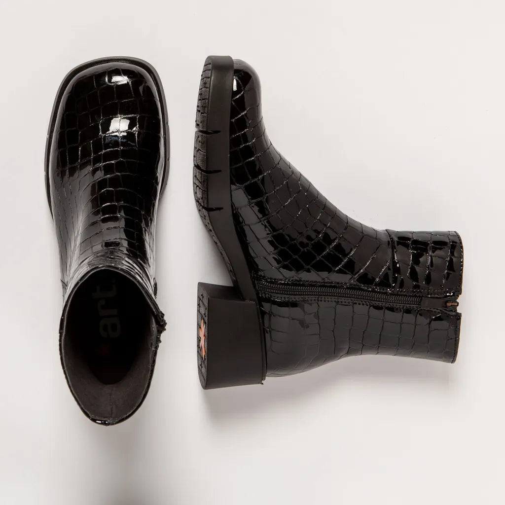 ART COMPANY - Bottine Horasan Varsovia - Cuir crocodile - Noir