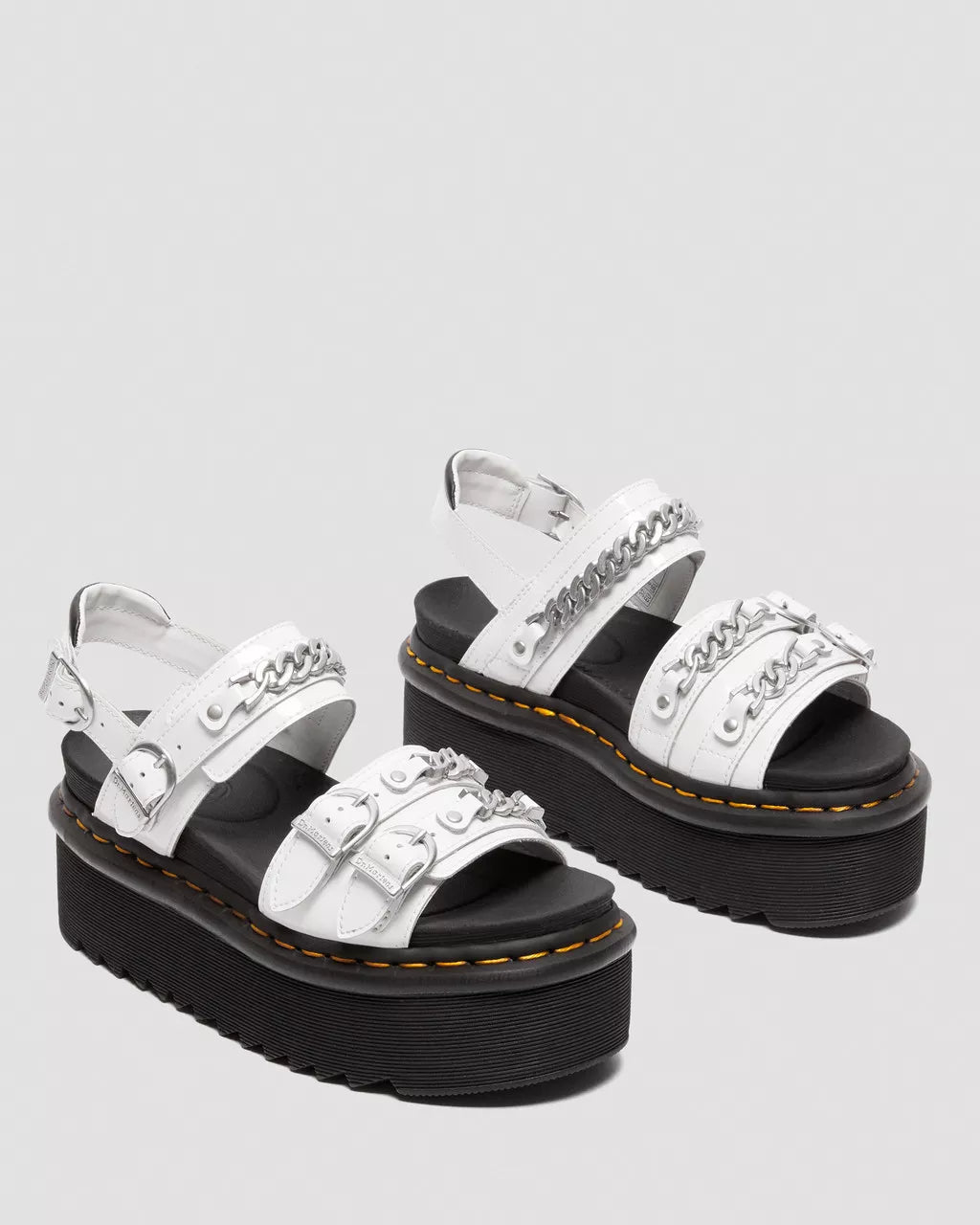 DR. MARTENS - Sandales VOSS 2 QUAD CHAIN - Blanc verni