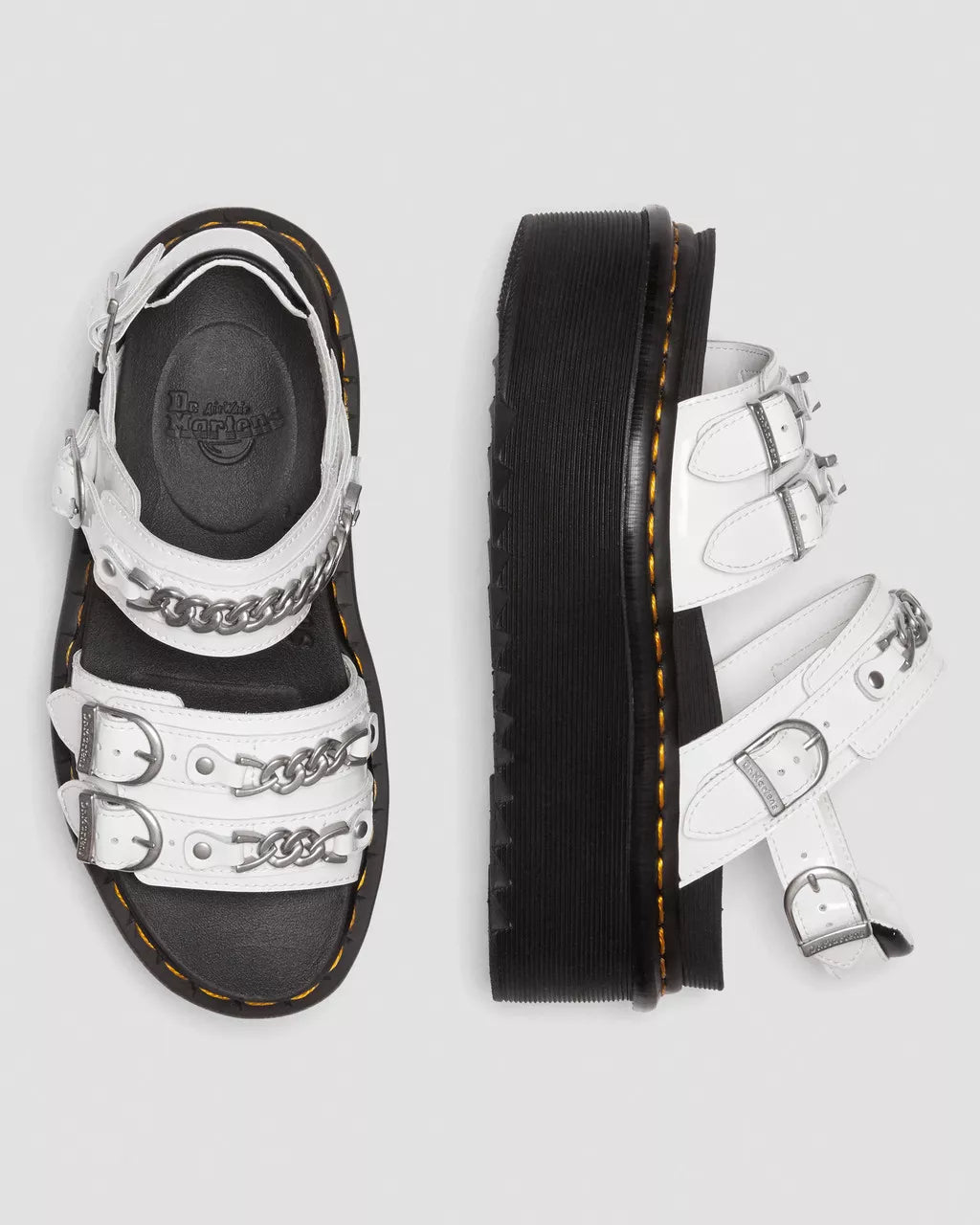 DR. MARTENS - Sandales VOSS 2 QUAD CHAIN - Blanc verni