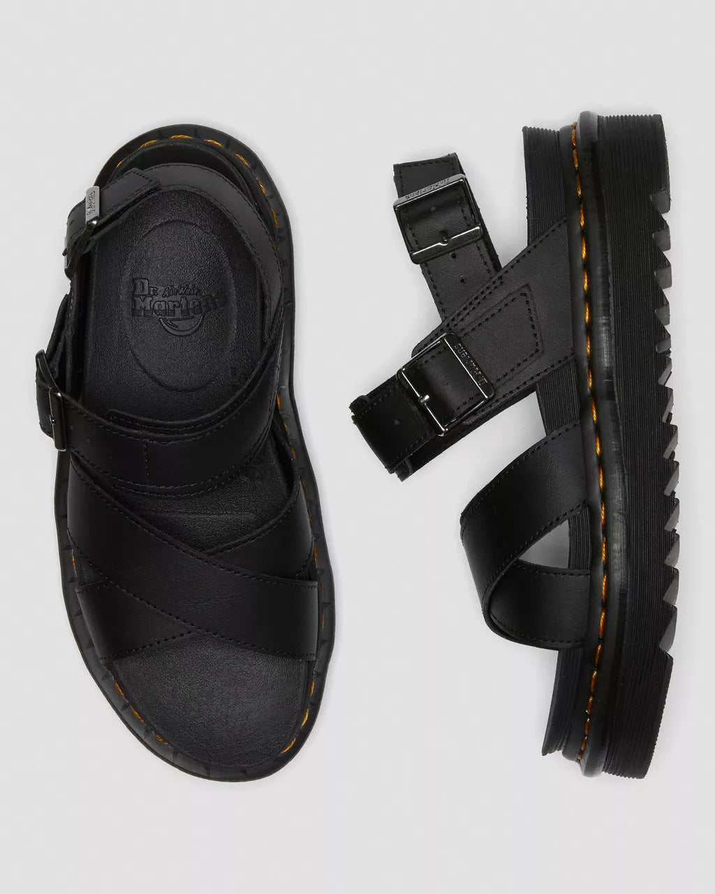DR. MARTENS - Sandales VOSS II - Cuir - Noir